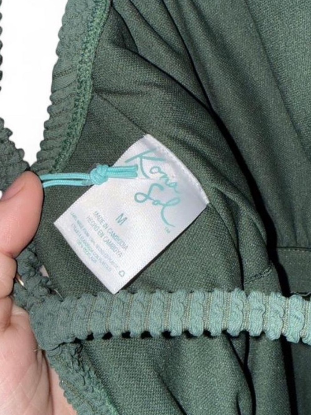 Kona Sol Olive Green Ribbed One-Piece Swimsuit - Picture 4 of 8